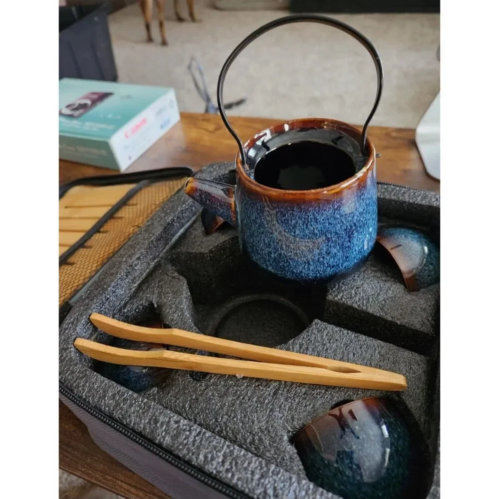 ceramic Chinese Kungfu Tea Set Portable Travel Tea Set in case
